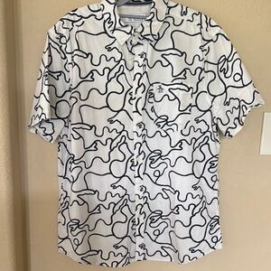 Penguin Men's White and Black Patterned Shirt